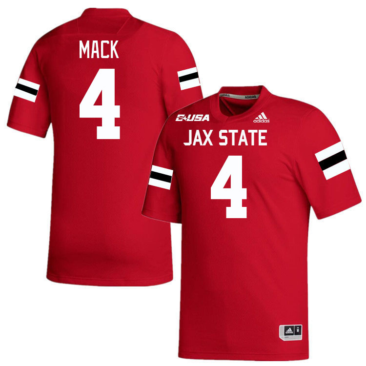 #4 Jabari Mack Jacksonville State Gamecocks College Football Jerseys Stitched-Red